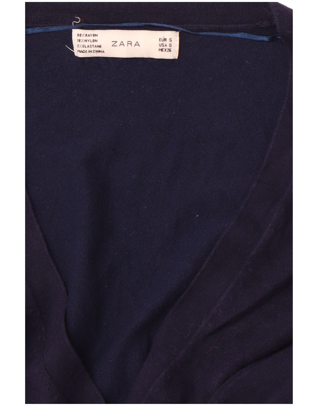 ZARA Womens Cardigan Sweater UK 10 Small Navy Blue Rayon