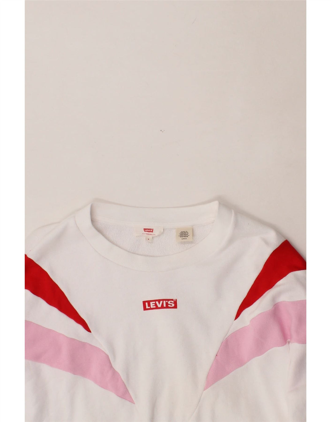 LEVI'S Womens Oversized Sweatshirt Jumper UK 10 Small White Colourblock Vintage Levi's and Second-Hand Levi's from Messina Hembry 