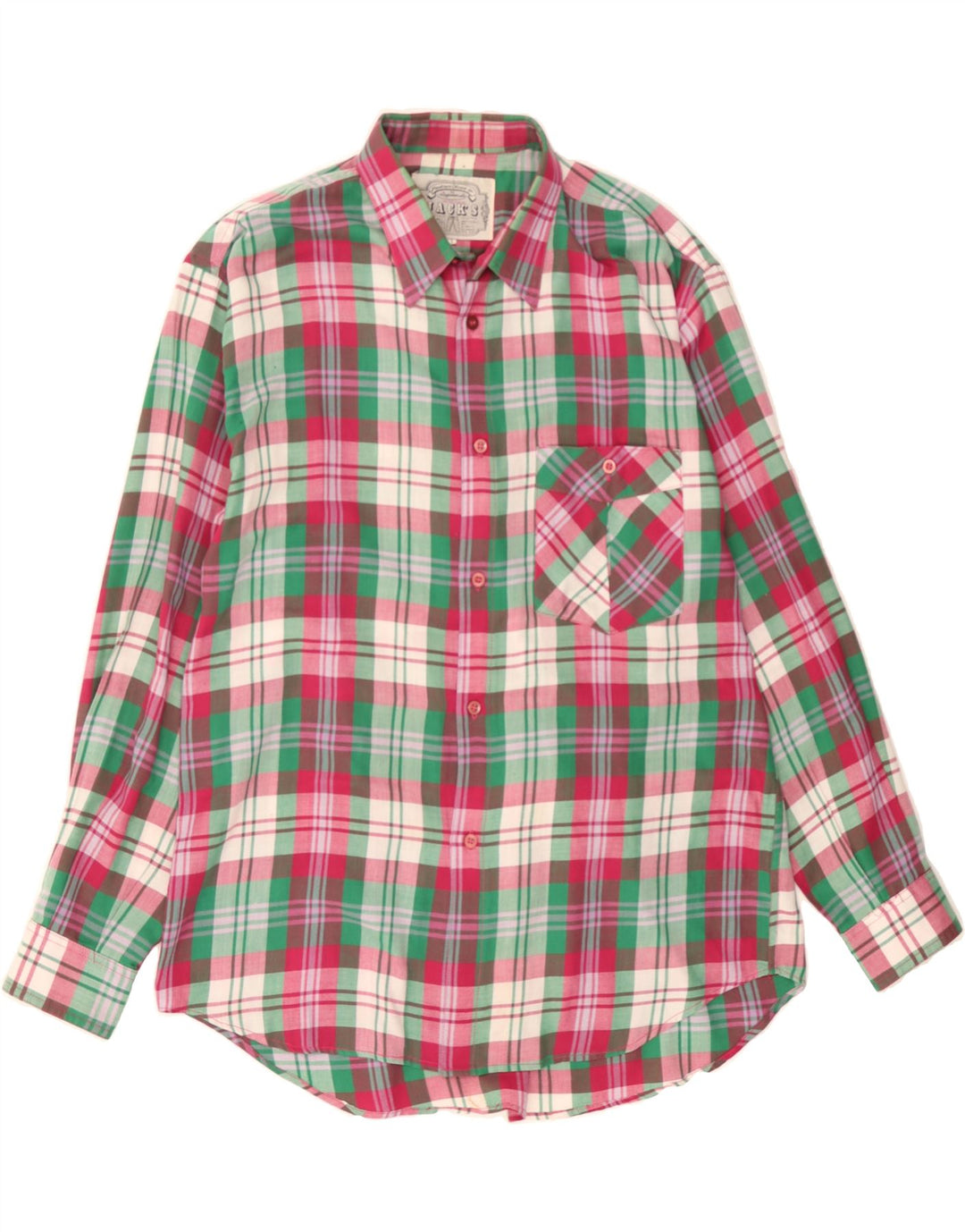 VINTAGE Mens Flannel Shirt Large Red Check Polyester Vintage Vintage and Second-Hand Vintage from Messina Hembry 