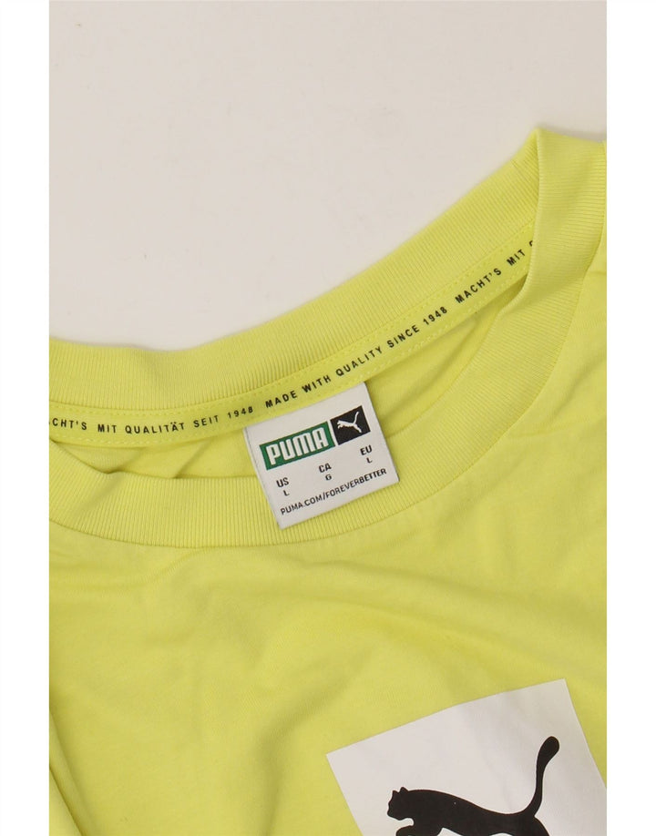 PUMA Mens Graphic T-Shirt Top Large Yellow