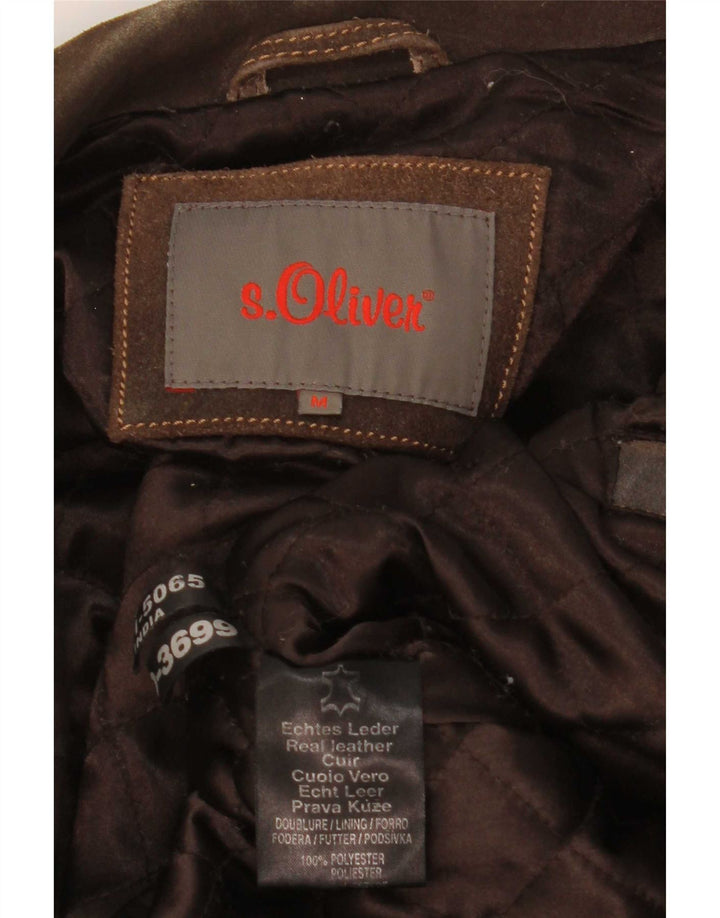 S.Oliver Mens Leather Jacket UK 38 Medium Brown