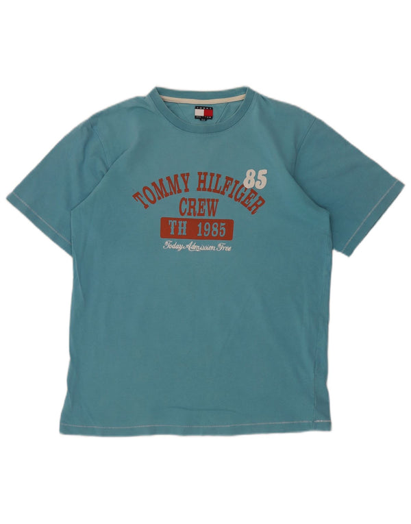 TOMMY HILFIGER Boys Graphic T-Shirt Top 13-14 Years Blue Cotton