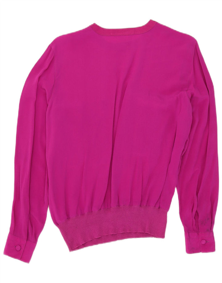 Mizar Womens Long Sleeve Blouse Top IT 42 Medium Pink Silk