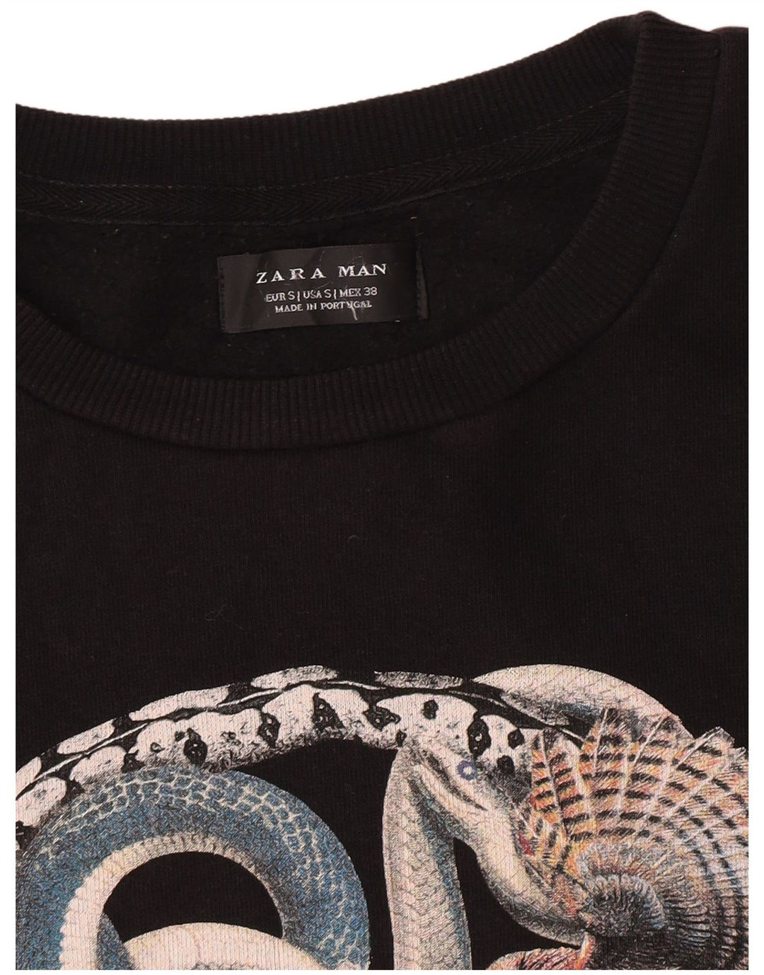 Zara Mens Graphic Sweatshirt Jumper Small Black