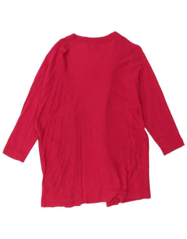 Massimo Dutti Womens 3/4 Sleeve Open Cardigan Sweater UK 14 Medium Pink