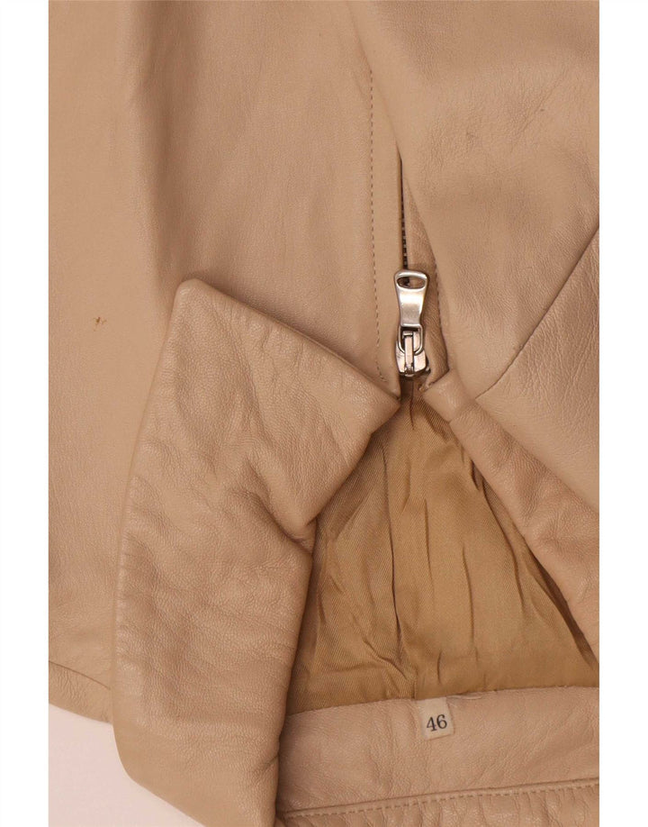 Vintage Womens Leather Jacket IT 46 Large Beige