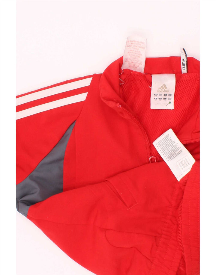 Adidas Boys Climalite Tracksuit Top Jacket 4-5 Years Red Colourblock