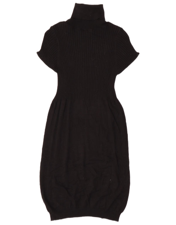 GEOX RESPIRA Womens Short Sleeve Roll Neck Jumper Dress UK 8 Small Black