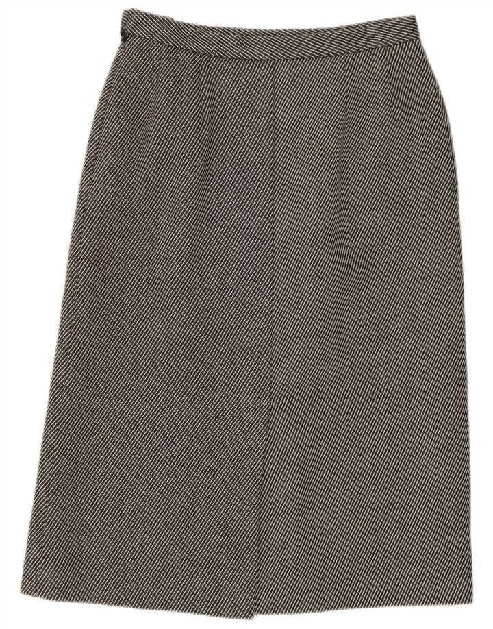 Jaeger Womens Pencil Skirt UK 14 Medium W28 Grey Striped Wool