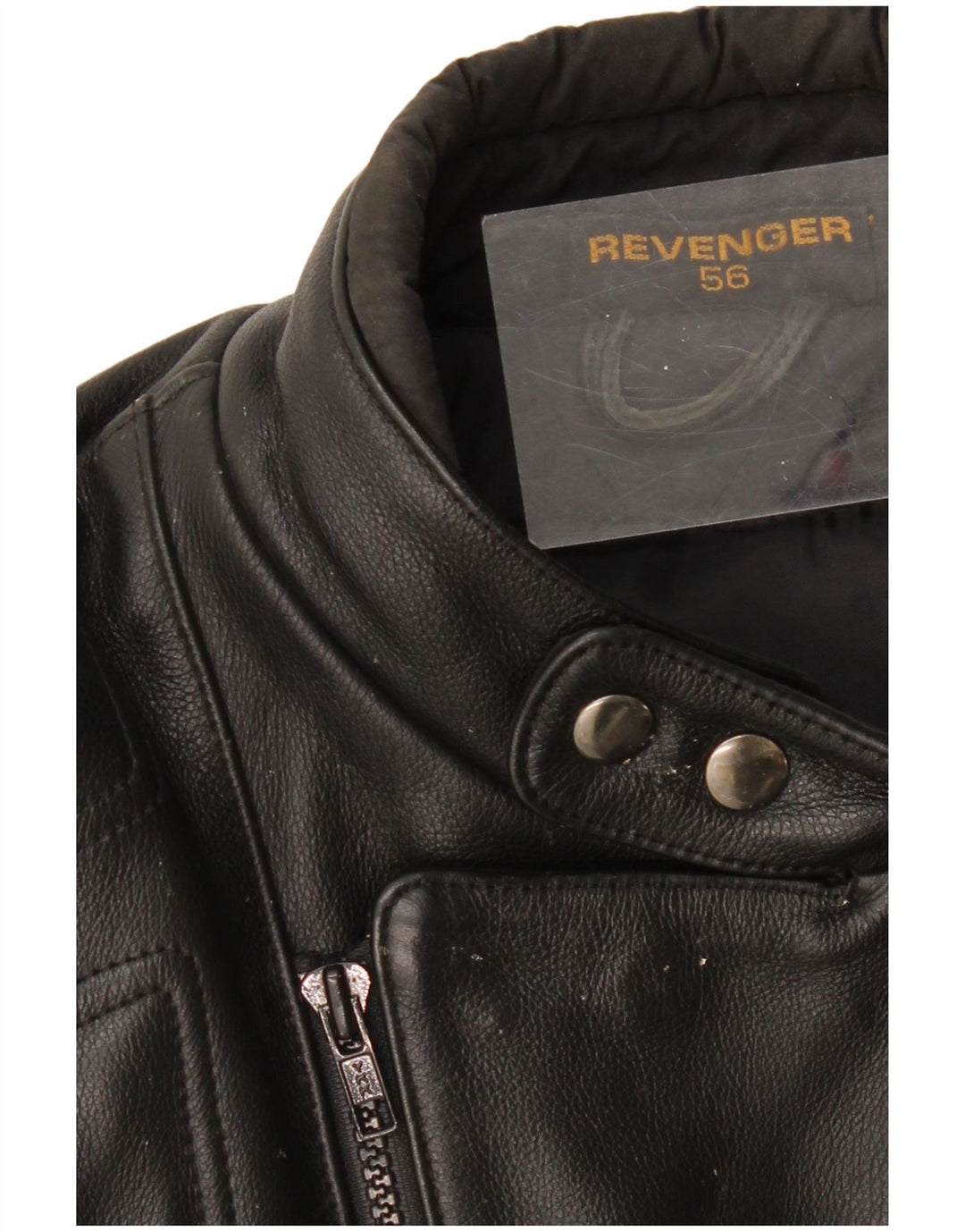 REVENGER Mens Moto Racer Leather Jacket IT 56 3XL Black Leather