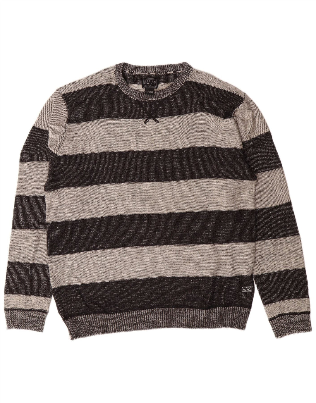 Billabong Mens Crew Neck Jumper Sweater Large Grey Striped Acrylic