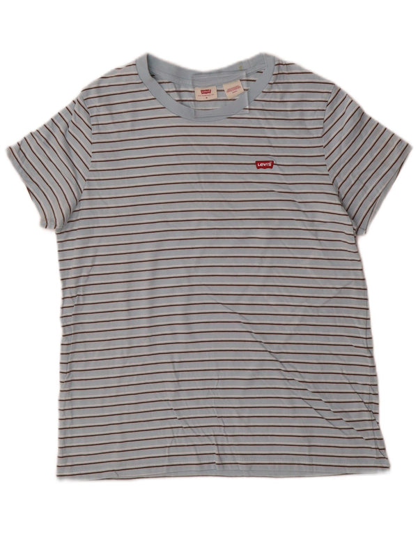 Levi's Mens T-Shirt Top Medium Blue Striped Cotton
