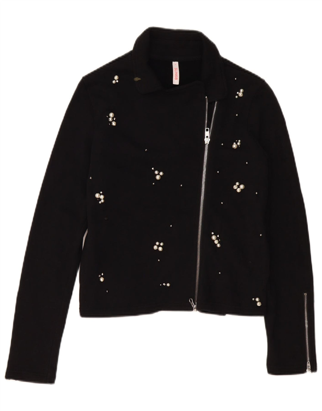 SUN68 Womens Cardigan Sweater UK 10 Small Black Cotton