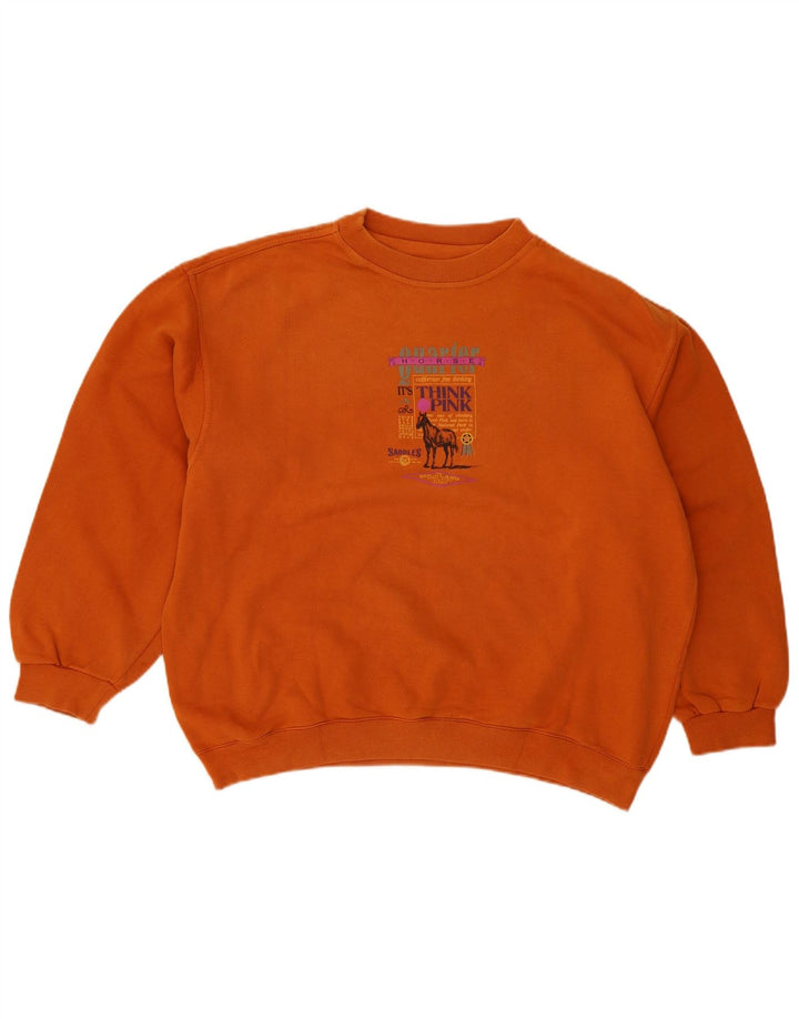 Think Pink Womens Oversized Graphic Sweatshirt Jumper UK 16 Large Orange
