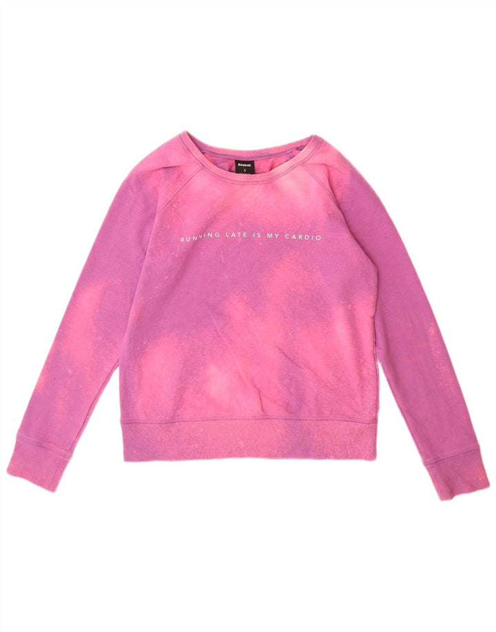 Reebok Womens Graphic Sweatshirt Jumper UK 10 Small Pink Tie Dye Polyester