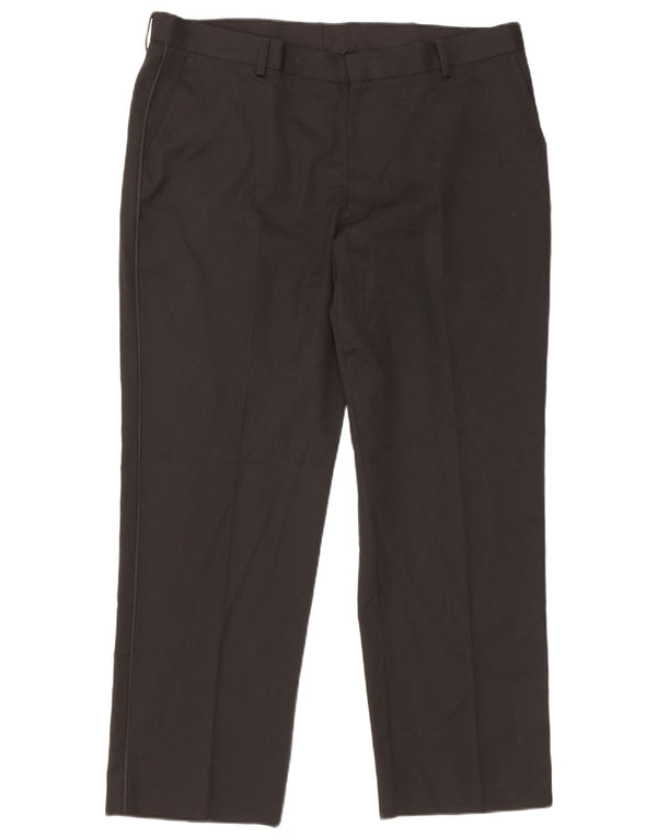 Marks & Spencer Mens Straight Suit Trousers W38 L29 Black Polyester