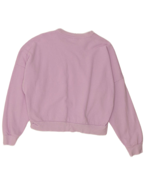 Adidas Womens Crop Oversized Sweatshirt Jumper UK 8/10 Small Purple Cotton