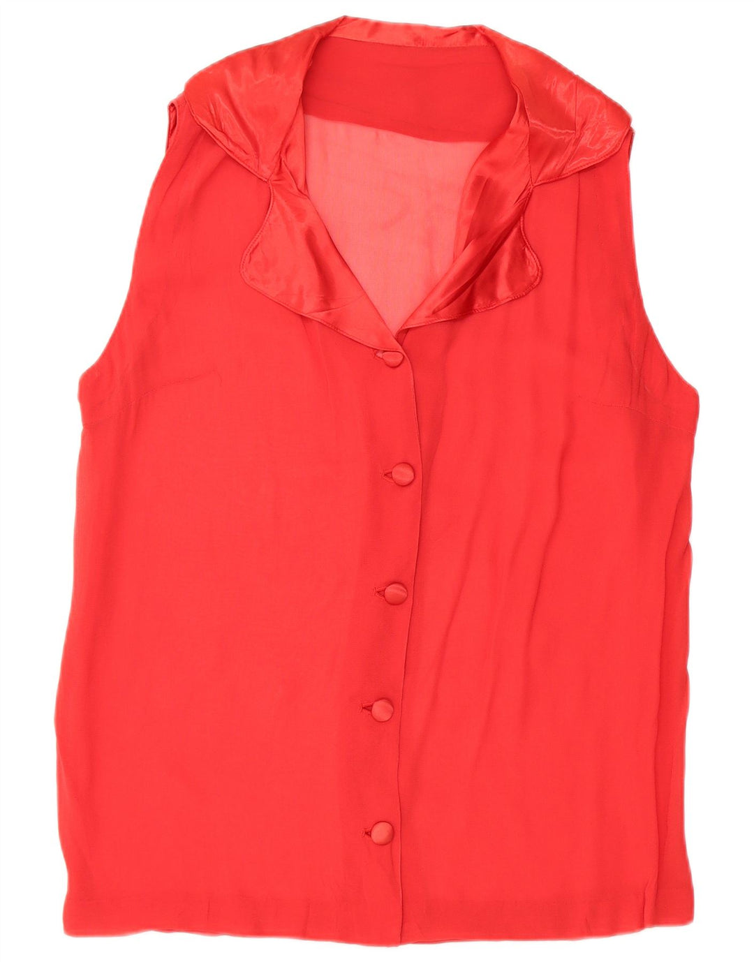 VINTAGE Womens Sleeveless Shirt Blouse UK 16 Large Red