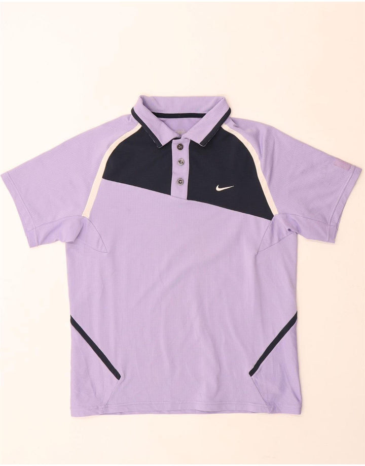 Nike Mens Polo Shirt UK 39/41 Medium Purple Colourblock Polyester