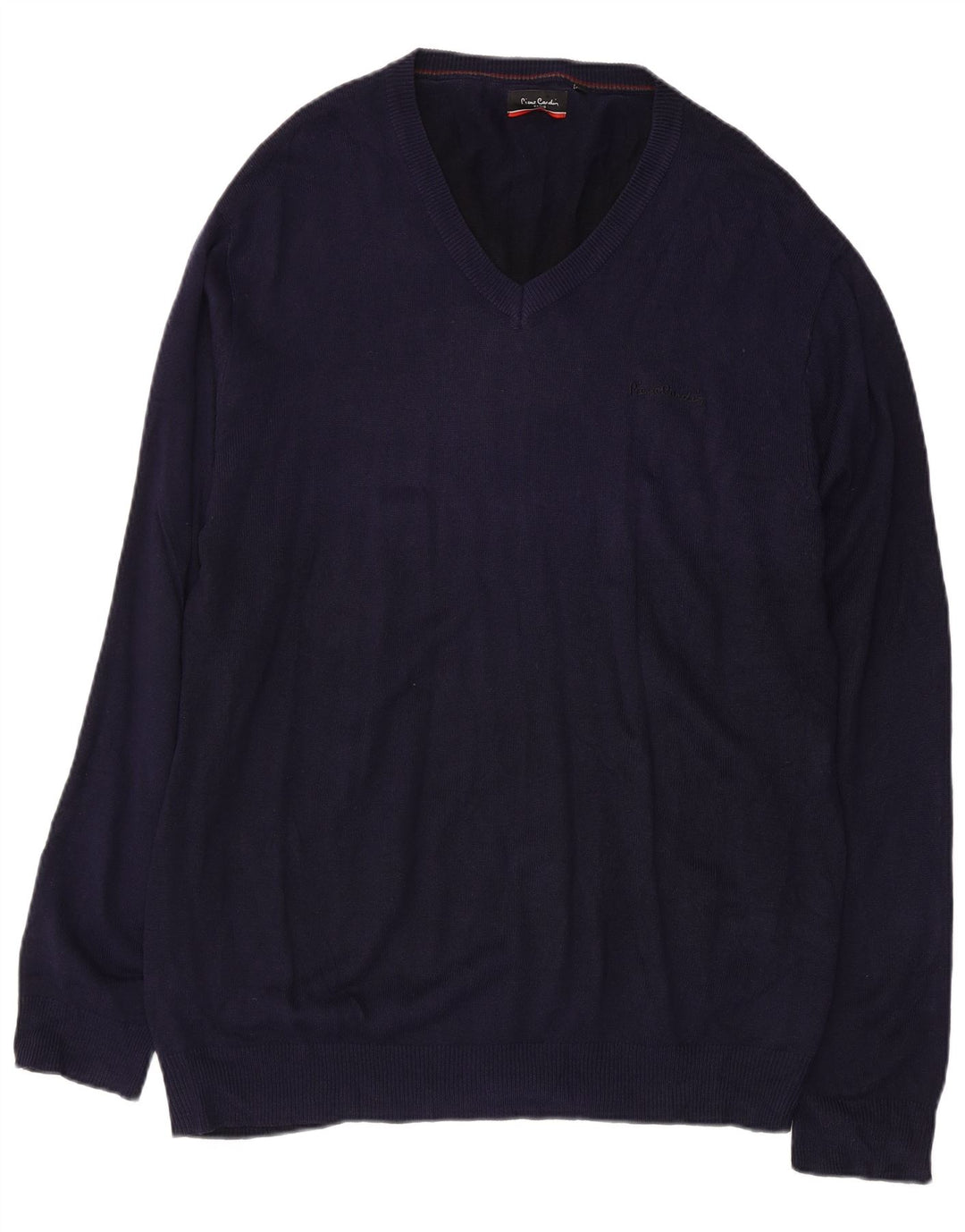 PIERRE CARDIN Mens V-Neck Jumper Sweater 2XL Navy Blue Acrylic