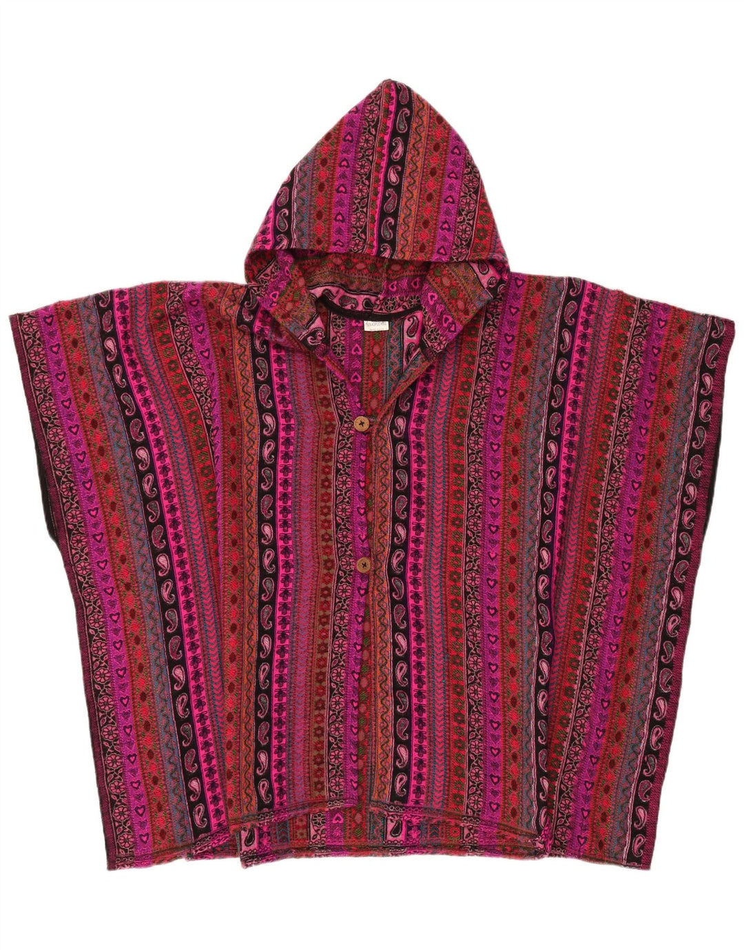 Vintage Womens Oversized Hooded Cardigan Sweater One Size Multicoloured