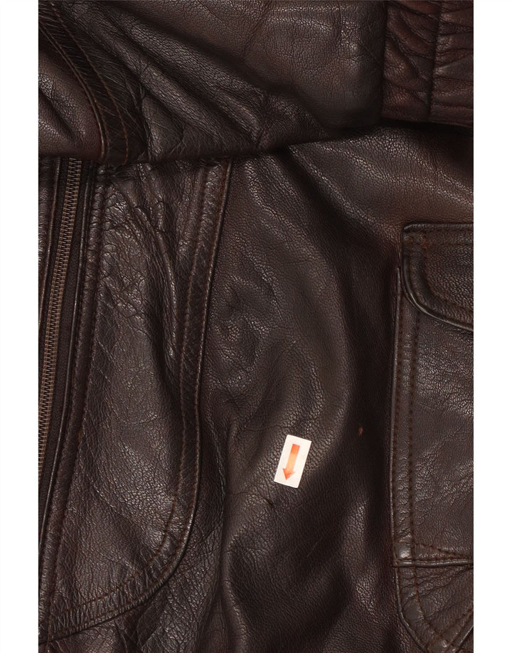 Milan Mens Leather Jacket UK 40 Large Brown