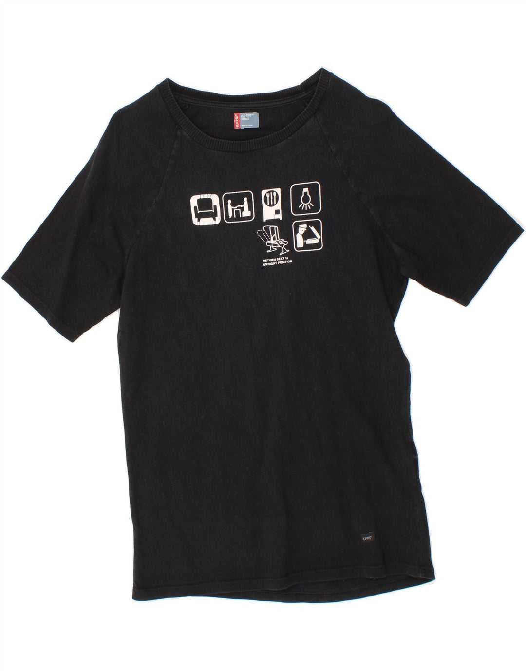 LEVI'S Mens Graphic T-Shirt Top Small Black Cotton Vintage Levi's and Second-Hand Levi's from Messina Hembry 