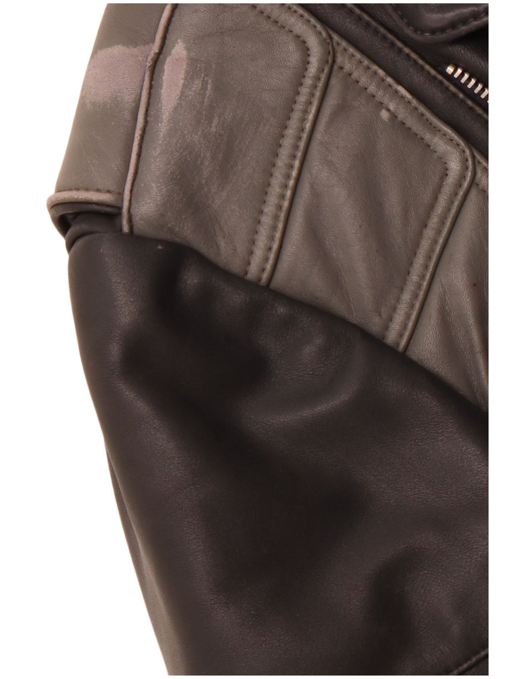 MQP Mens Leather Biker Jacket UK 46 3XL Black Colourblock Leather