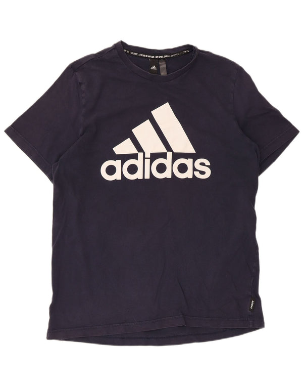 Adidas Mens Graphic T-Shirt Top Large Navy Blue Cotton