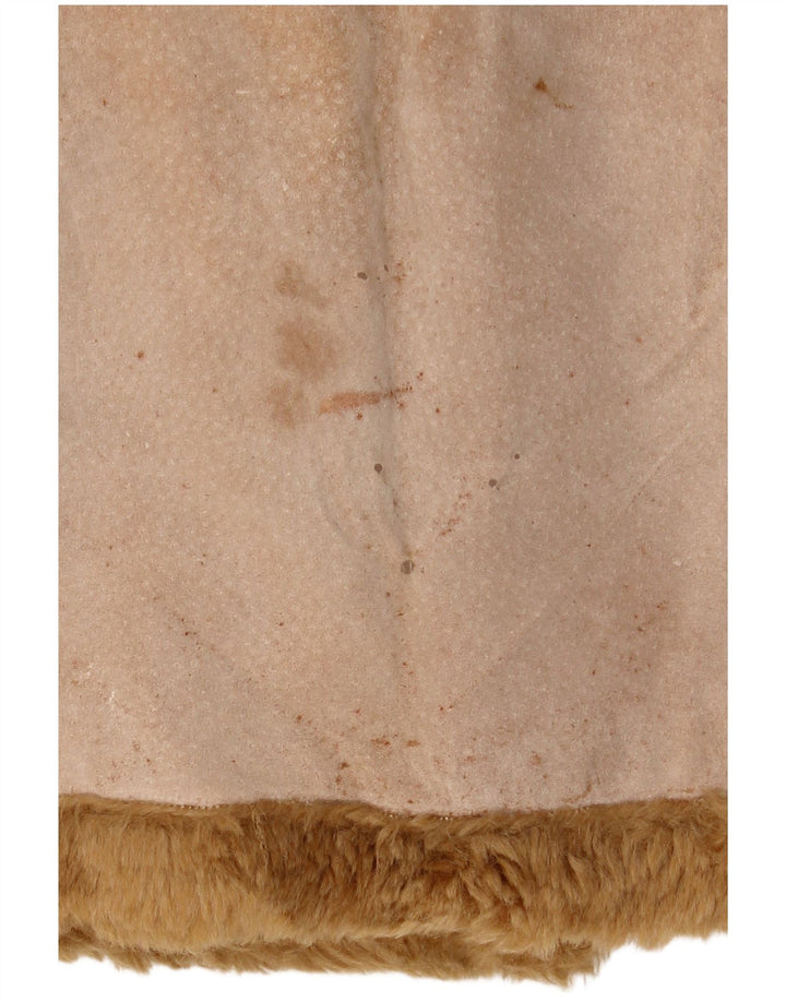 Zara Womens Shearling Jacket UK 14 Medium Beige Leather