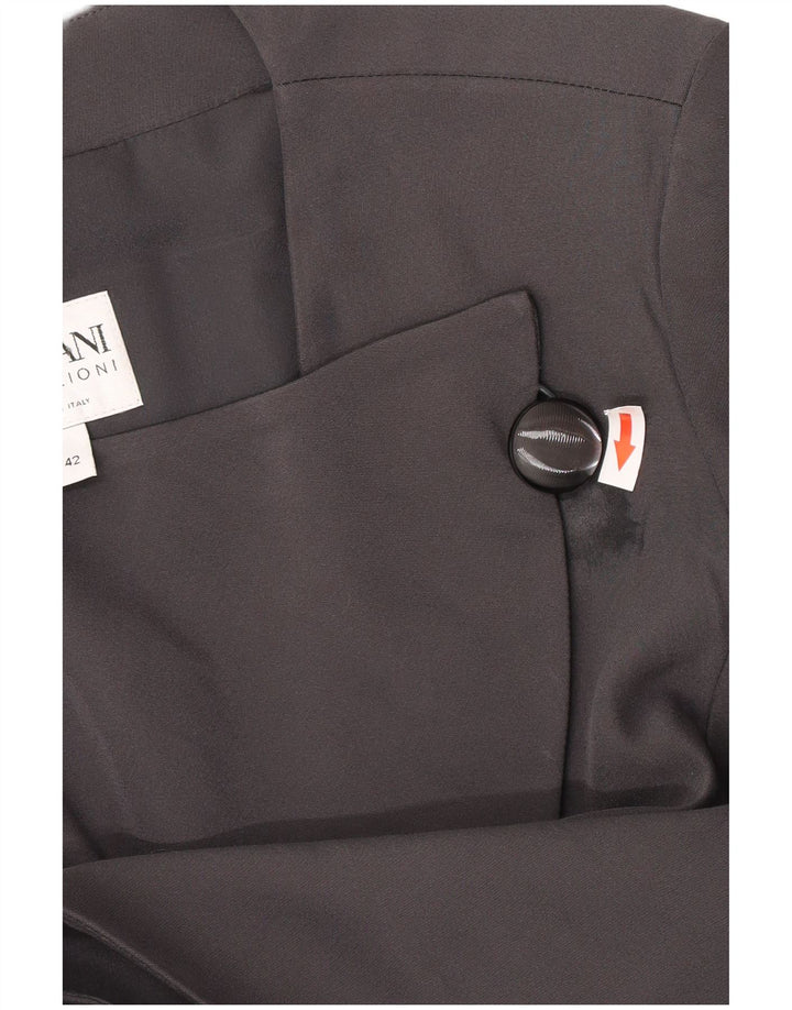 Armani Collezioni Womens 1 Button Blazer Jacket IT 42 Medium Black Acetate