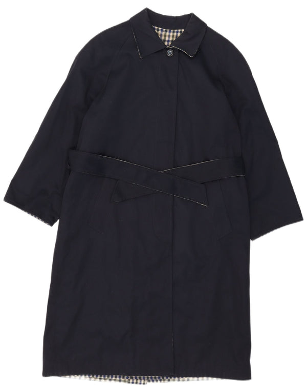 Vintage Womens Reversible Overcoat IT 42 Medium Navy Blue Polyester