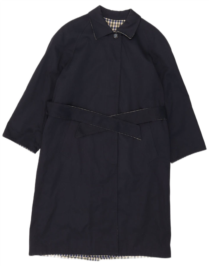 Vintage Womens Reversible Overcoat IT 42 Medium Navy Blue Polyester