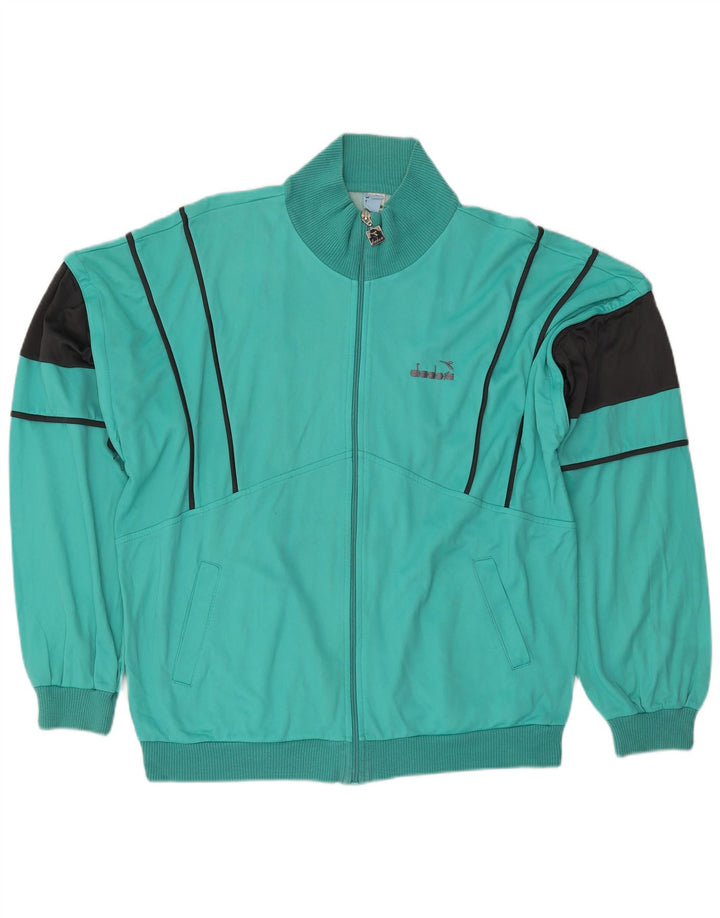 DIADORA Mens Tracksuit Top Jacket IT 54 XL Turquoise Colourblock