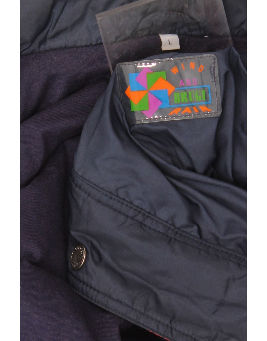 BRUGI Mens Windbreaker Jacket UK 40 Large Navy Blue Colourblock