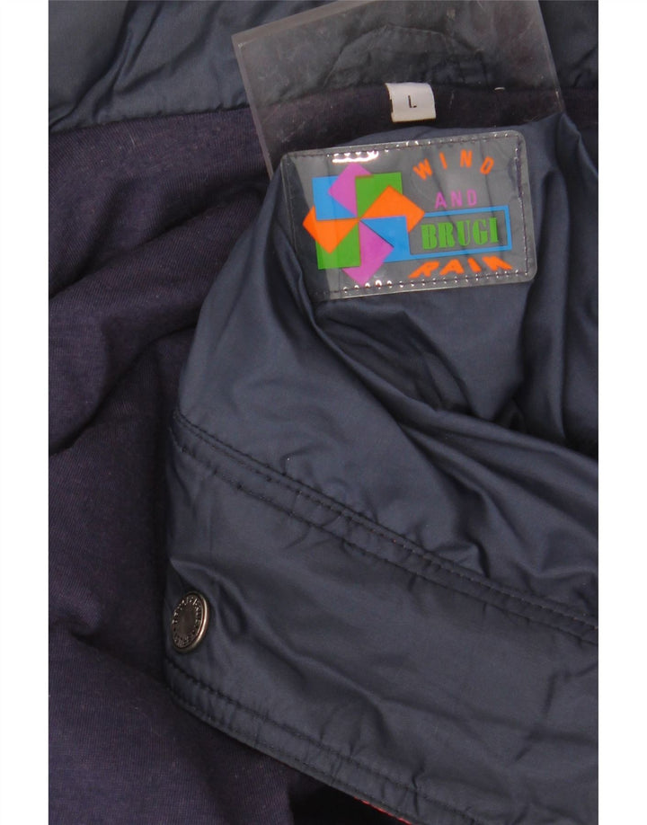 BRUGI Mens Windbreaker Jacket UK 40 Large Navy Blue Colourblock