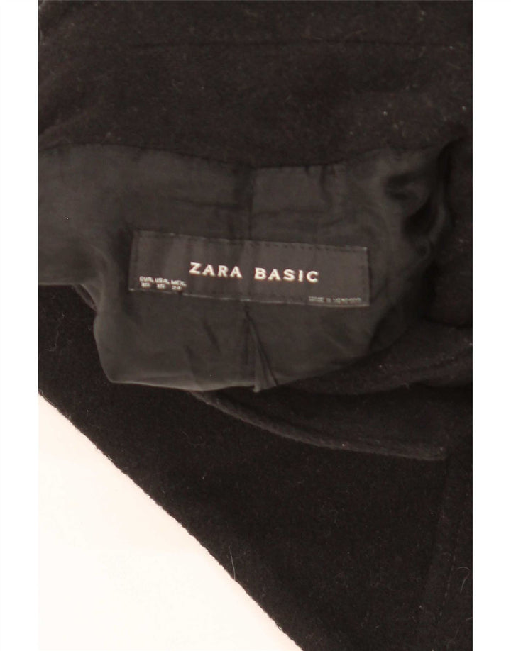 Zara Womens Pea Coat UK 6 XS Black Wool