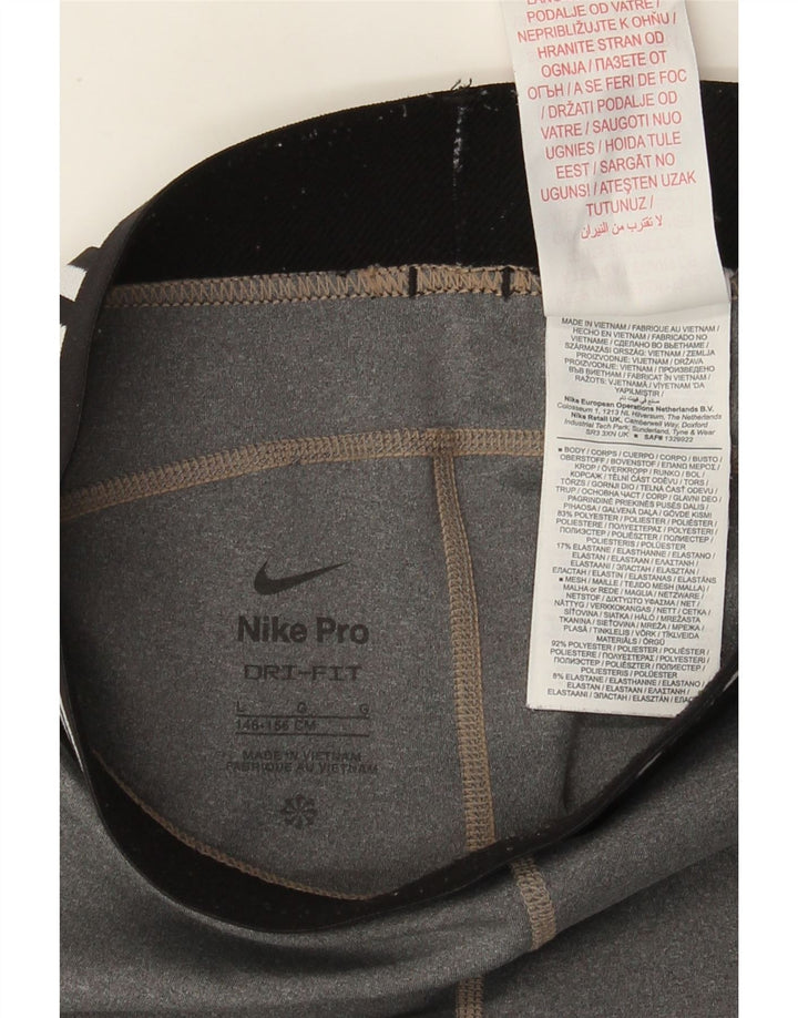 Nike Girls Graphic Leggings 12-13 Years Large Grey Colourblock Polyester