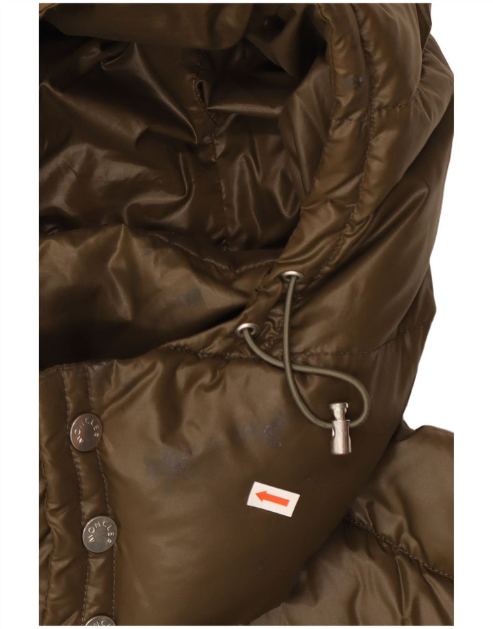 Moncler Mens Graphic Hooded Padded Jacket Size 5 2XL Khaki Polyamide