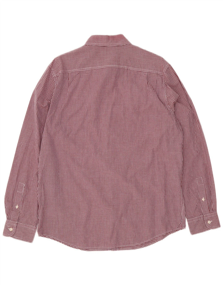 Chaps Mens Custom Fit Shirt Large Red Gingham Cotton