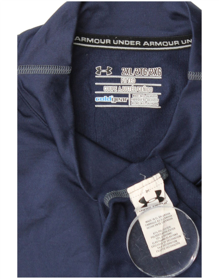Under Armour Mens Cold Gear Top Long Sleeve 2XL Navy Blue Polyester