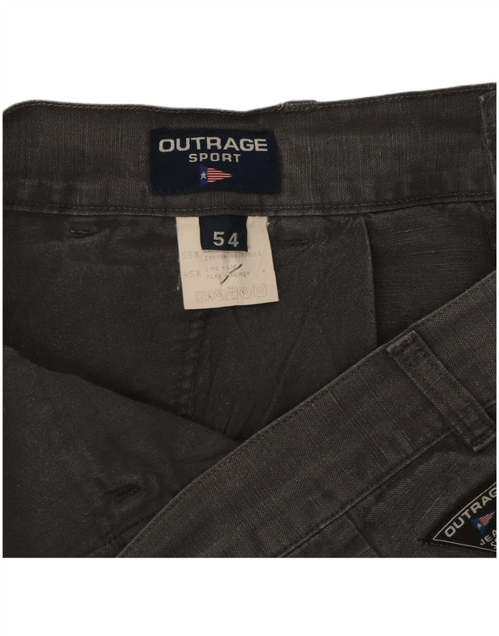 OUTRAGE Mens Cargo Shorts IT 54 2XL W36 Grey Cotton