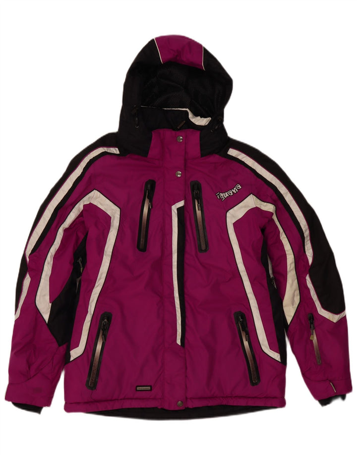 Iguana Womens Hooded Ski Jacket EU 40 Medium Pink Colourblock Polyester