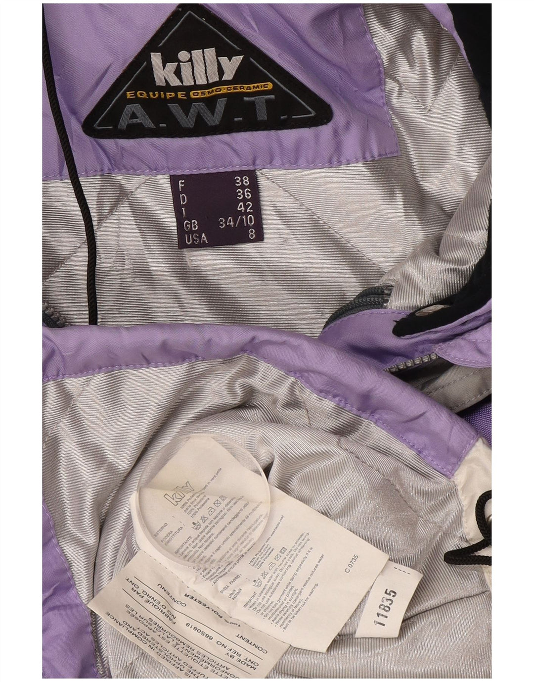 Killy Womens Hooded Ski Jacket UK 10 Small Purple Colourblock Polyester