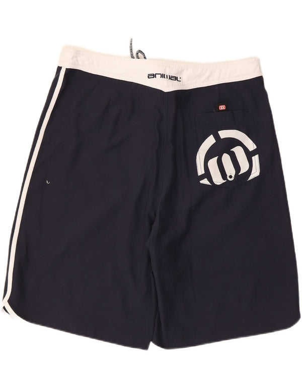 Animal Mens Graphic Swimming Shorts Large  Navy Blue Polyester