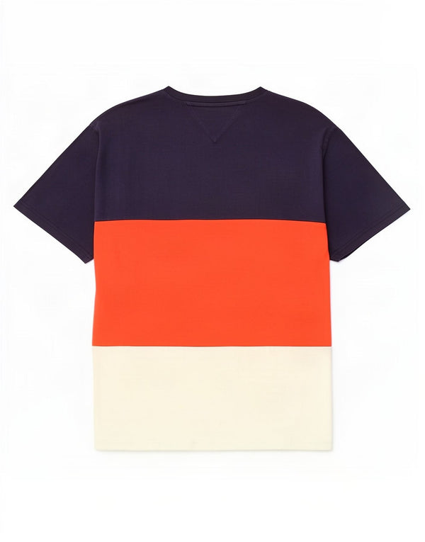Tommy Hilfiger Mens T-Shirt Top 2XL Navy Blue Colourblock Cotton