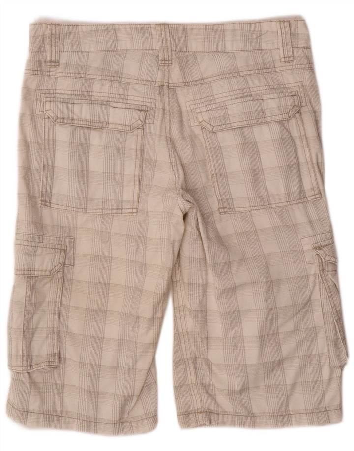CLOCK HOUSE Mens Cargo Shorts W32 Medium Off White Check Cotton