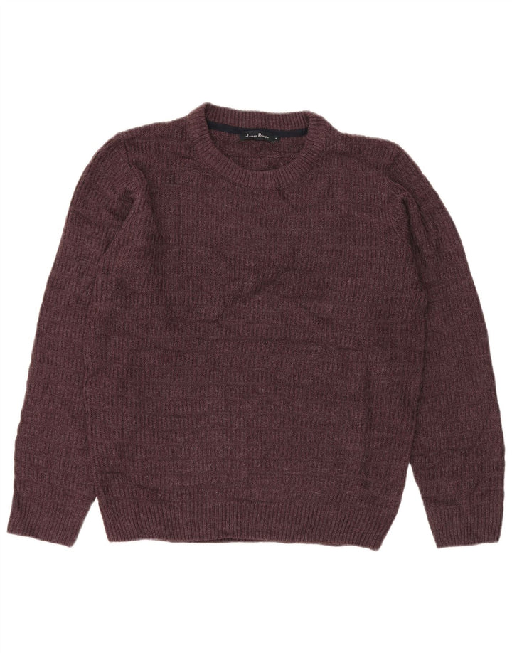 JAMES PRINGLE Mens Crew Neck Jumper Sweater Medium Burgundy Acrylic