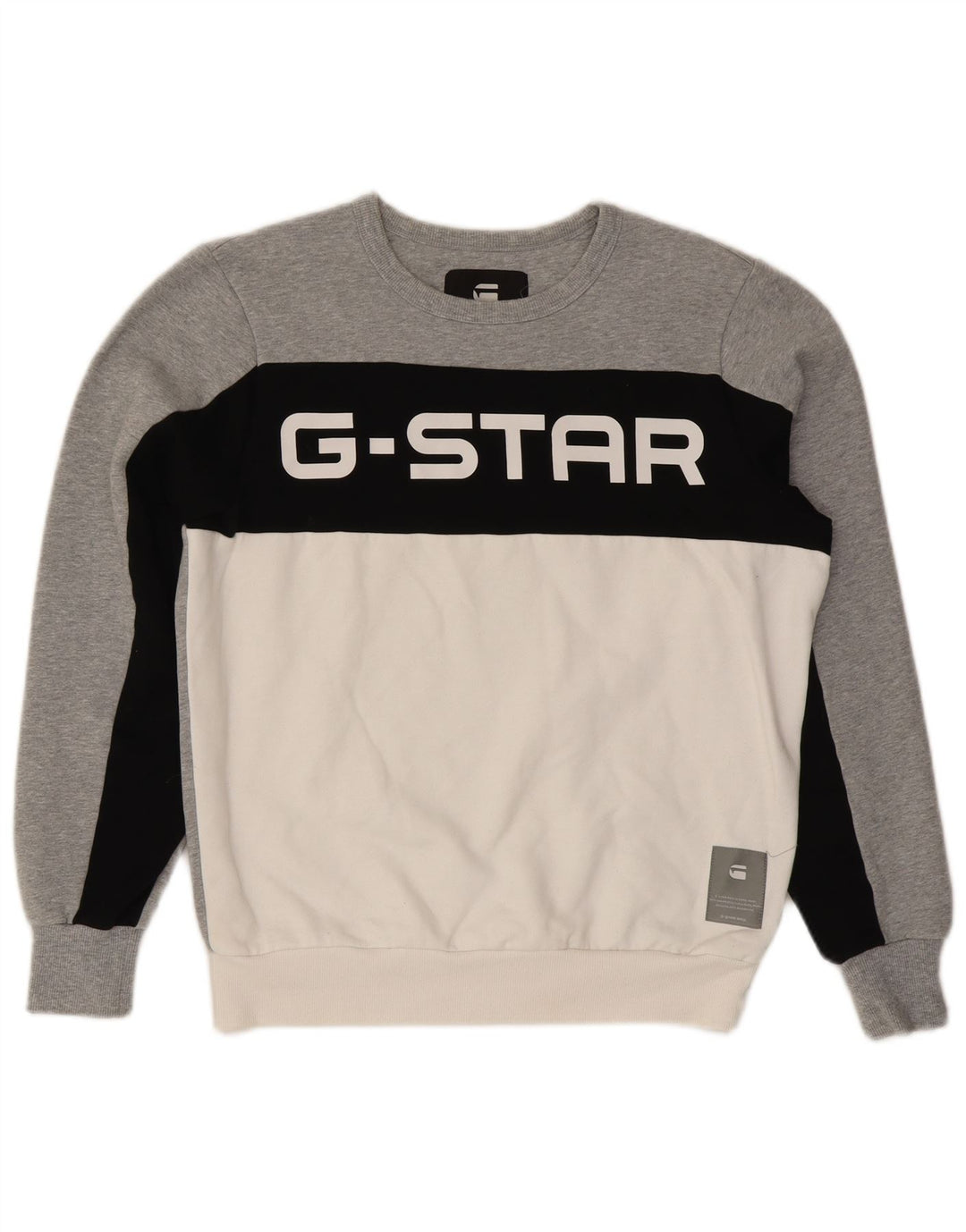 G-STAR Mens Graphic Sweatshirt Jumper Medium Grey Colourblock Polyester