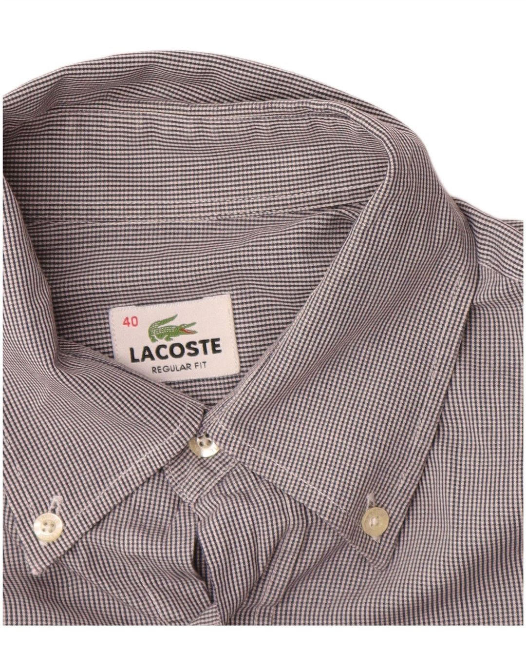 Lacoste Mens Regular Fit Shirt Size 40 Medium Grey Pinstripe Cotton